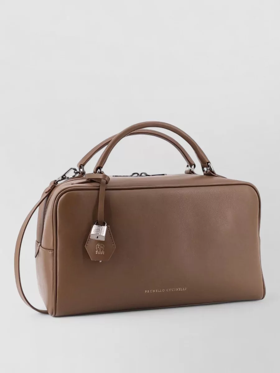 Brunello Cucinelli Boston Leather Shoulder Bag Structured Handles