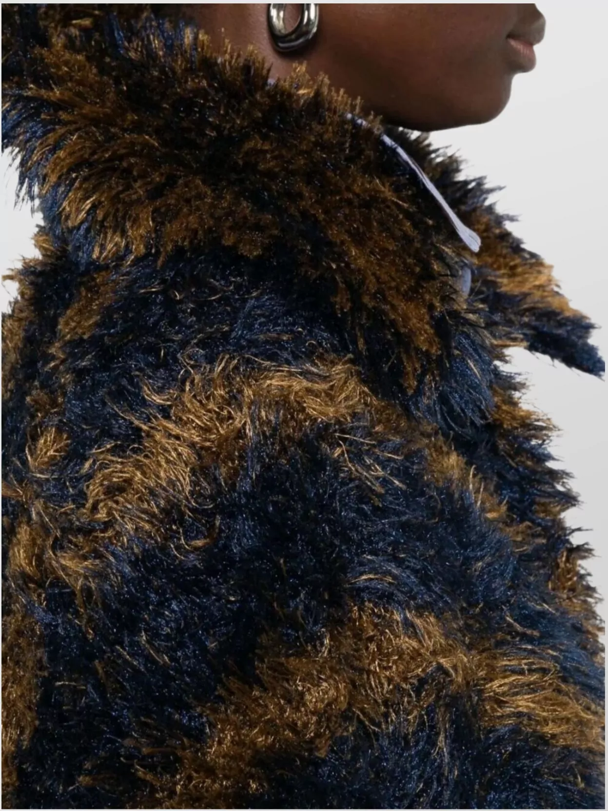 Dries Van Noten Striped Faux Fur Collared Cardigan Jacket