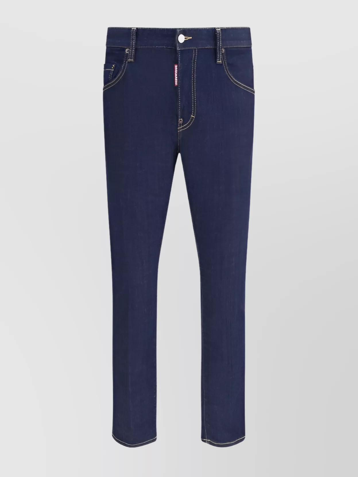 Dsquared2 Blue Jeans With Belt Loops And Logo Patch On The Rear In Denim Man In Blue