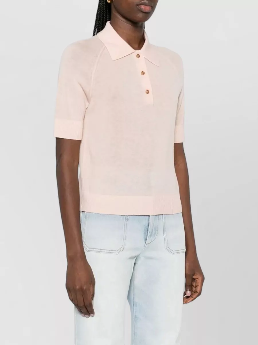 Victoria Beckham Fine-Knit Wool Polo Top