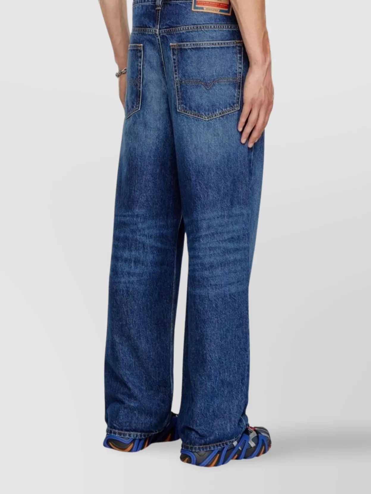Diesel Straight Cotton Denim Trousers In Blue