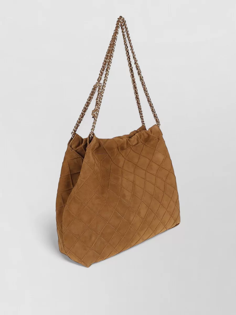 Tory Burch Fleming Suede Hobo Shoulder Bag Chain