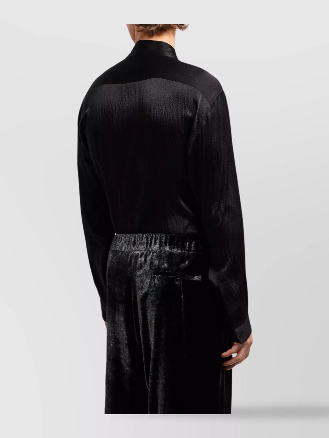 Giorgio Armani Textured Fabric Mandarin Collar Long Sleeves Shirt