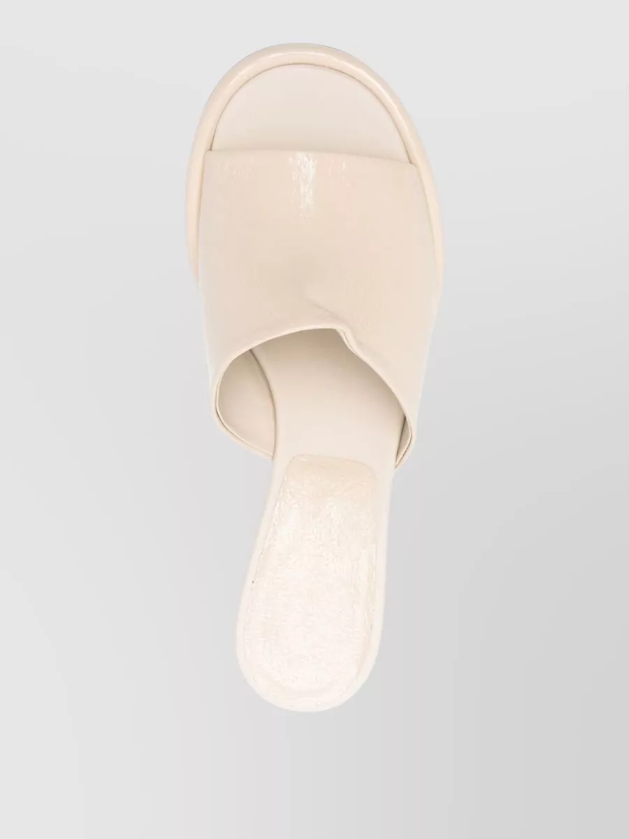 Sergio Rossi Glossy Open Toe Leather Mules With Sculpted Heel