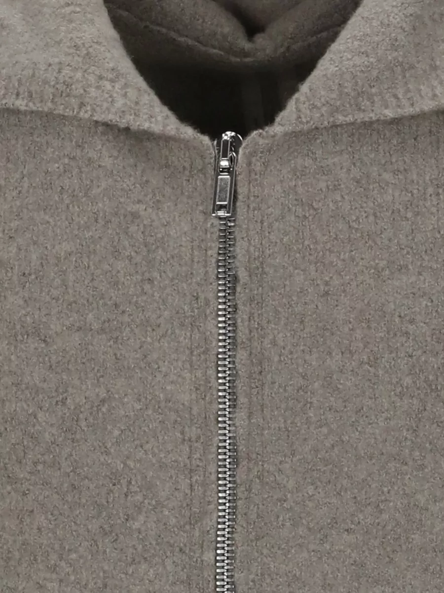 Rick Owens Cashmere Ribbed Zip-Up Hooded Jacket