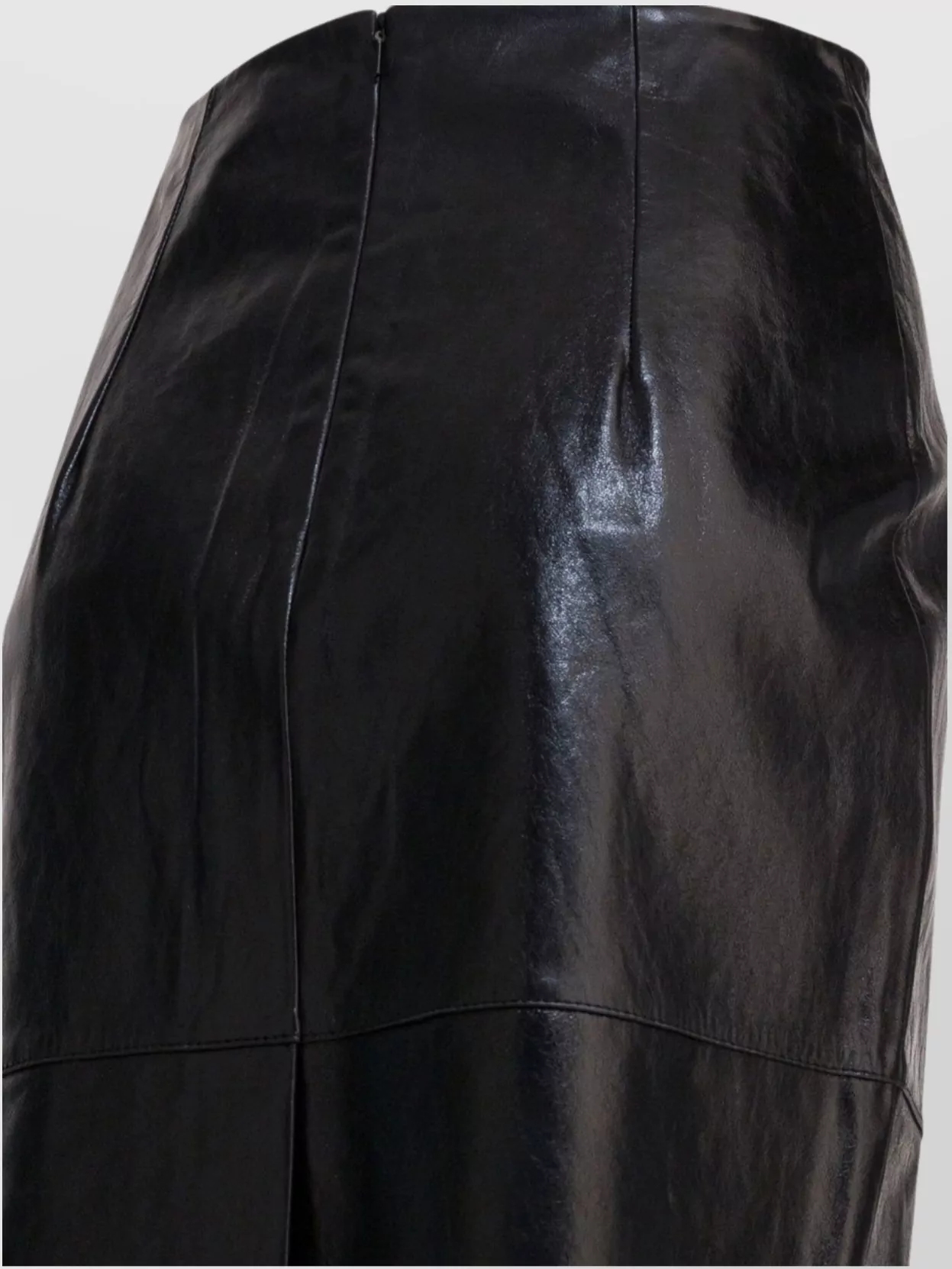 Sportmax High Waist Leather Midi Skirt With Slit In Black