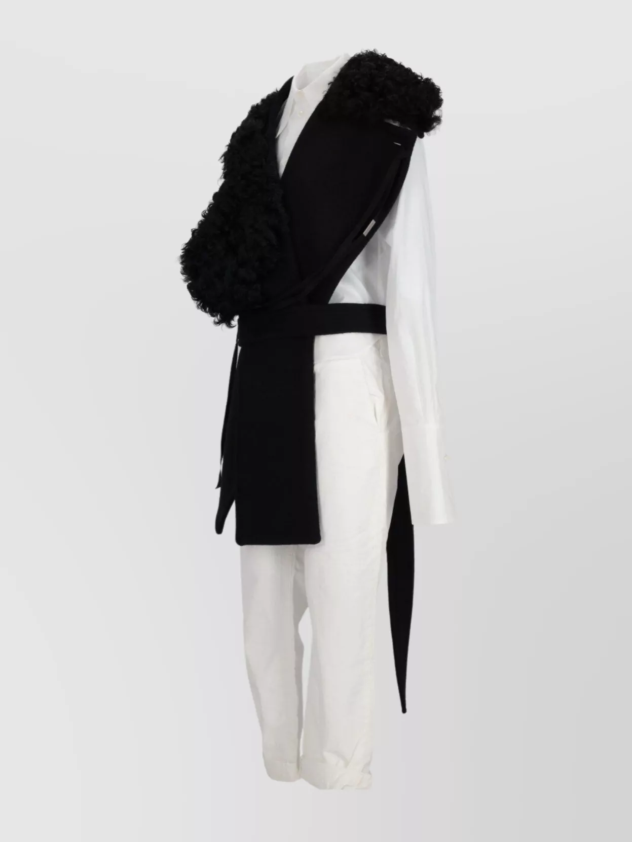 Ann Demeulemeester Manon Asymmetric Plastron Scarf With Fur Collar
