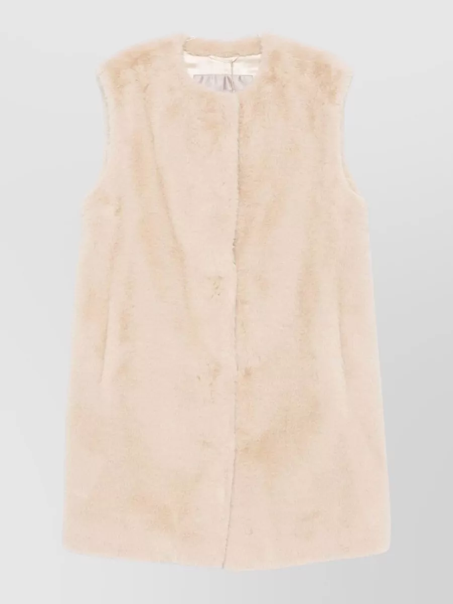 Herno faux fur sleeveless round neck vest