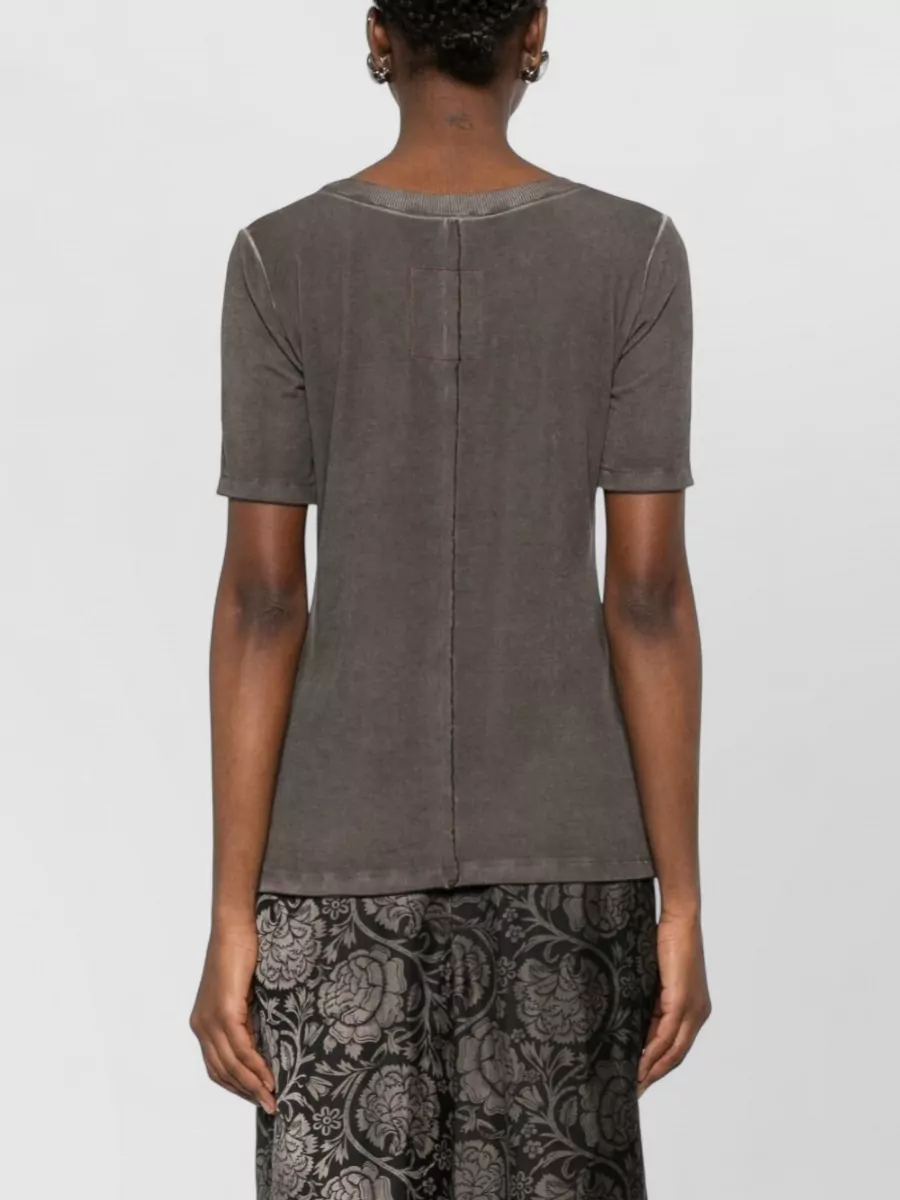 Uma Wang Tir Short Sleeve Round Neck Ribbed T-Shirt