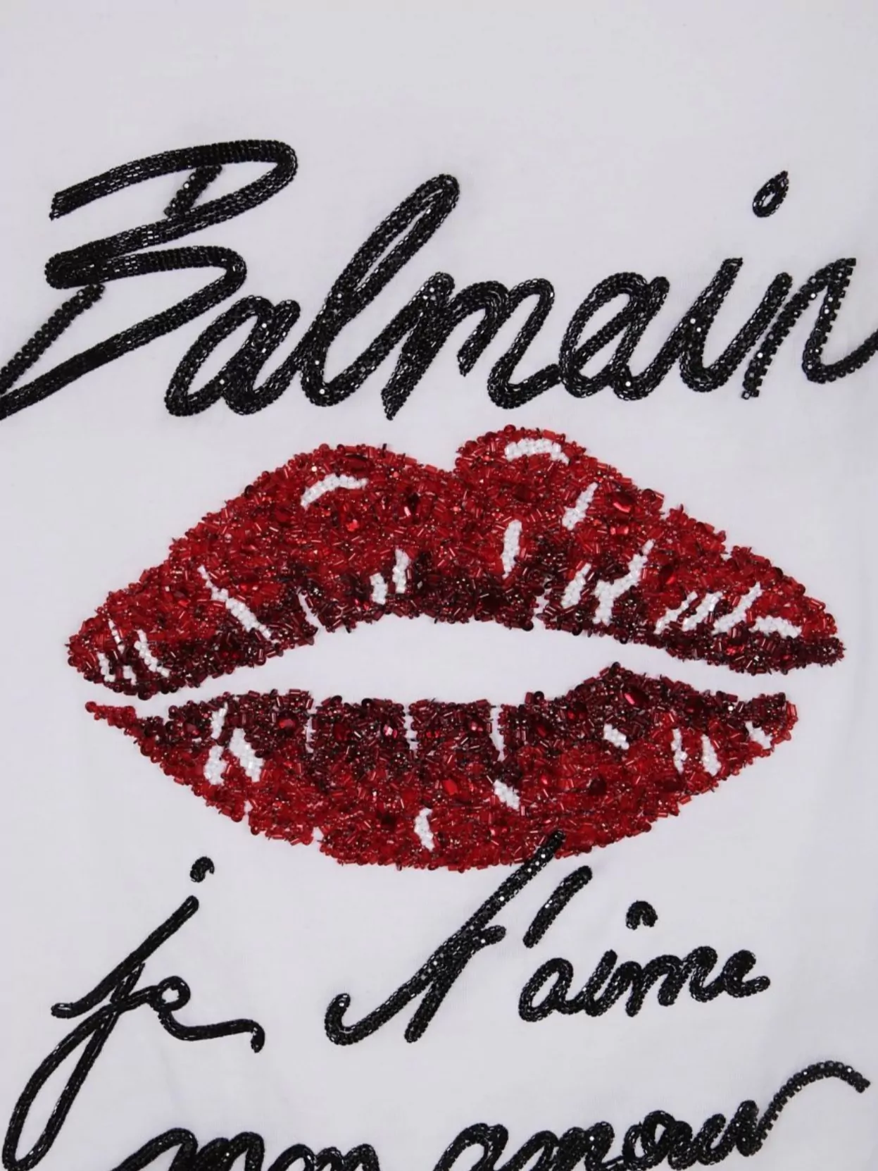 Balmain Lips Embroid T-Shirt - Reg Fit