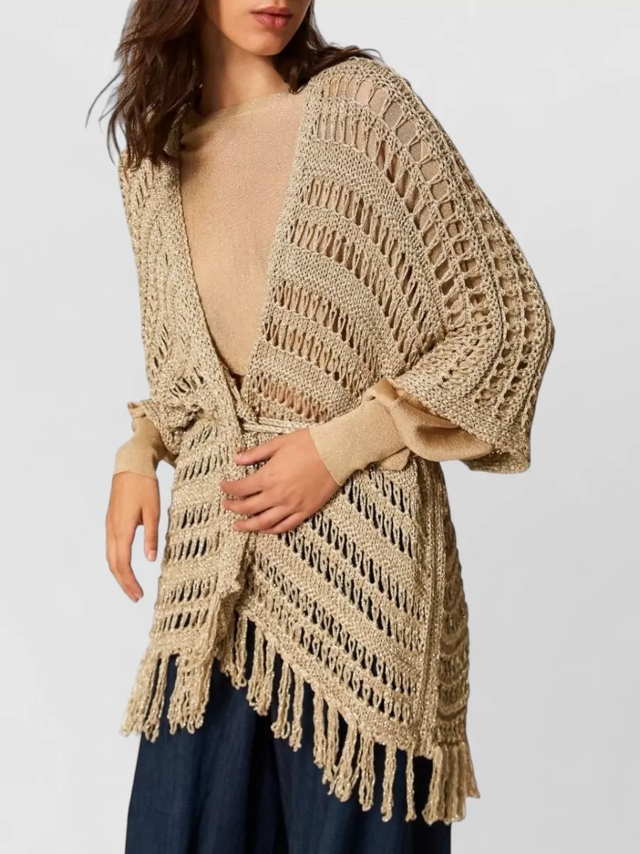 Twin-Set Metallic Knit Cape