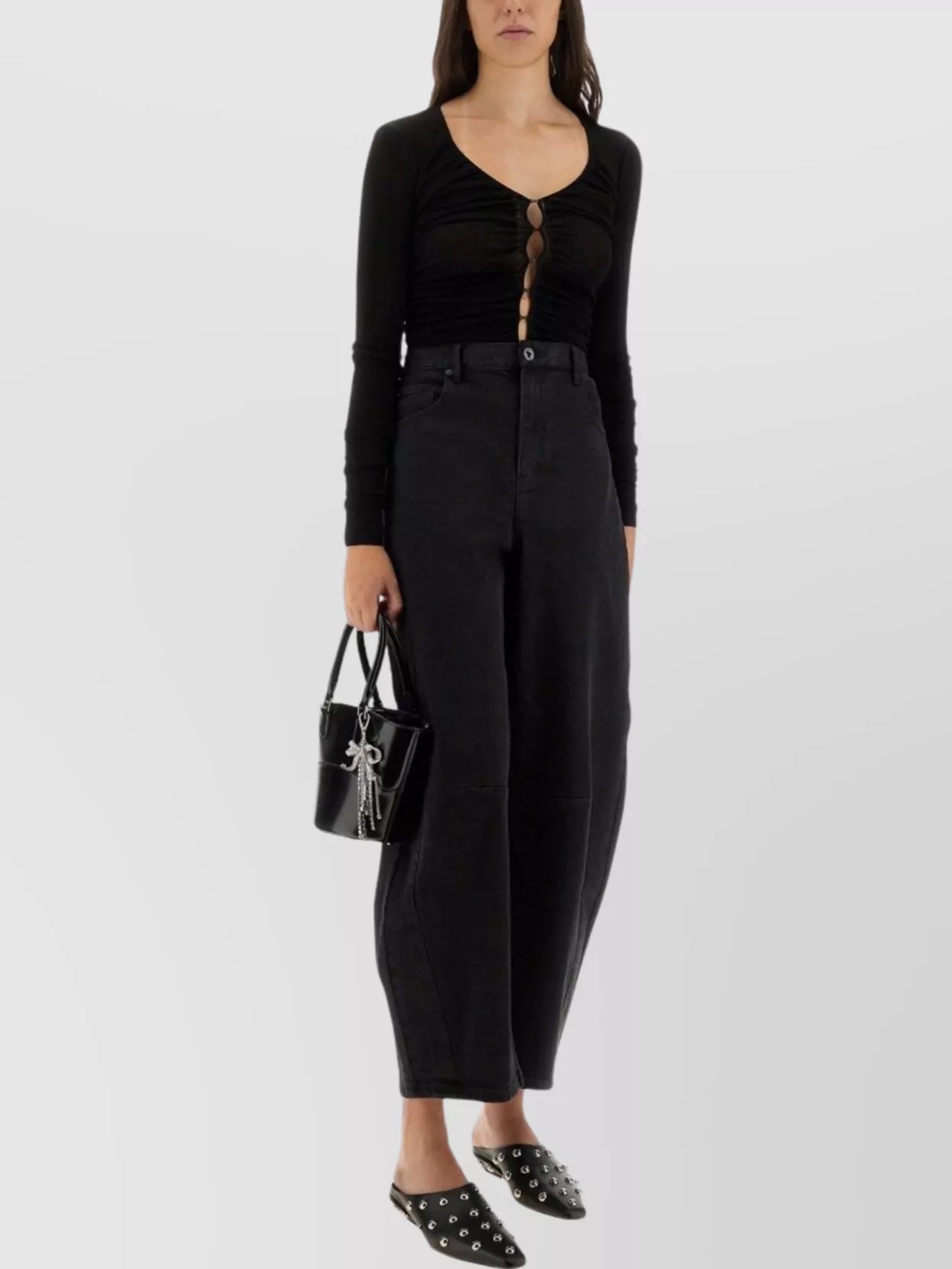 Self-Portrait viscose slim-fit v-neck knit top