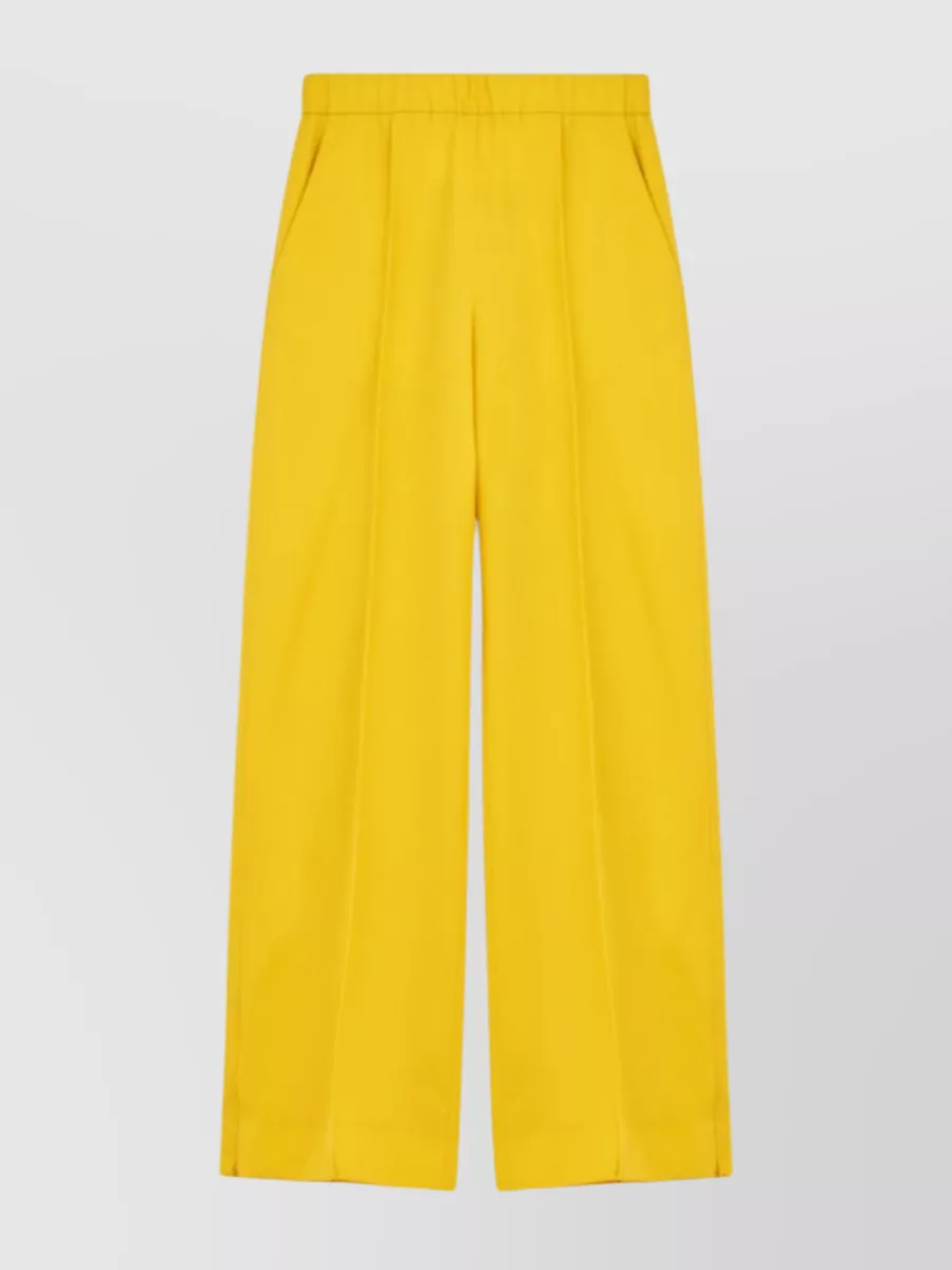 Shop Jil Sander Wool Wide-leg Trousers With Dart Detailing In Yellow