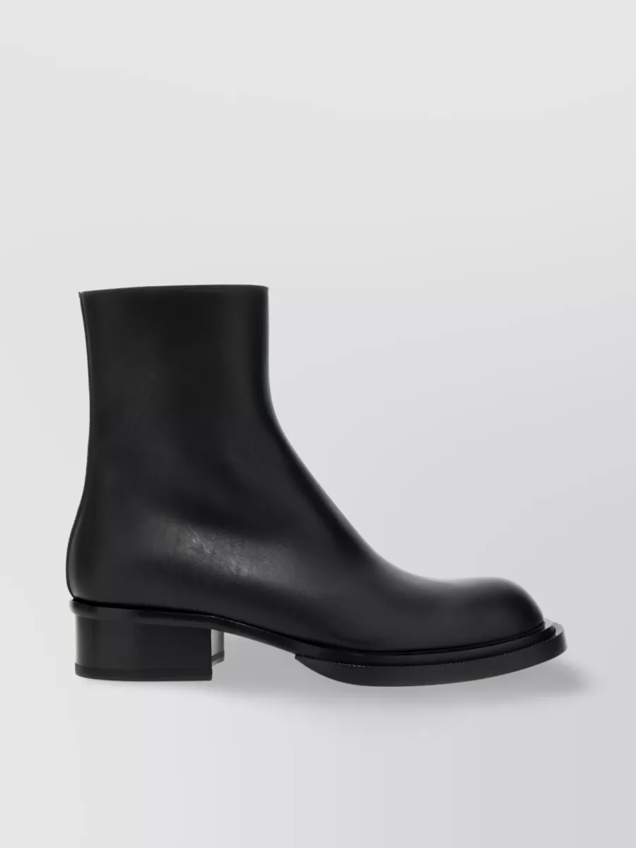 Shop Alexander Mcqueen Cuban Stack Leather Boot In Black