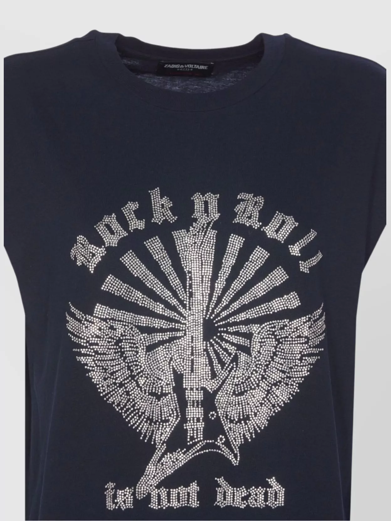 Shop Zadig & Voltaire Embellished Cap Sleeves Crewneck Top With Graphic Print