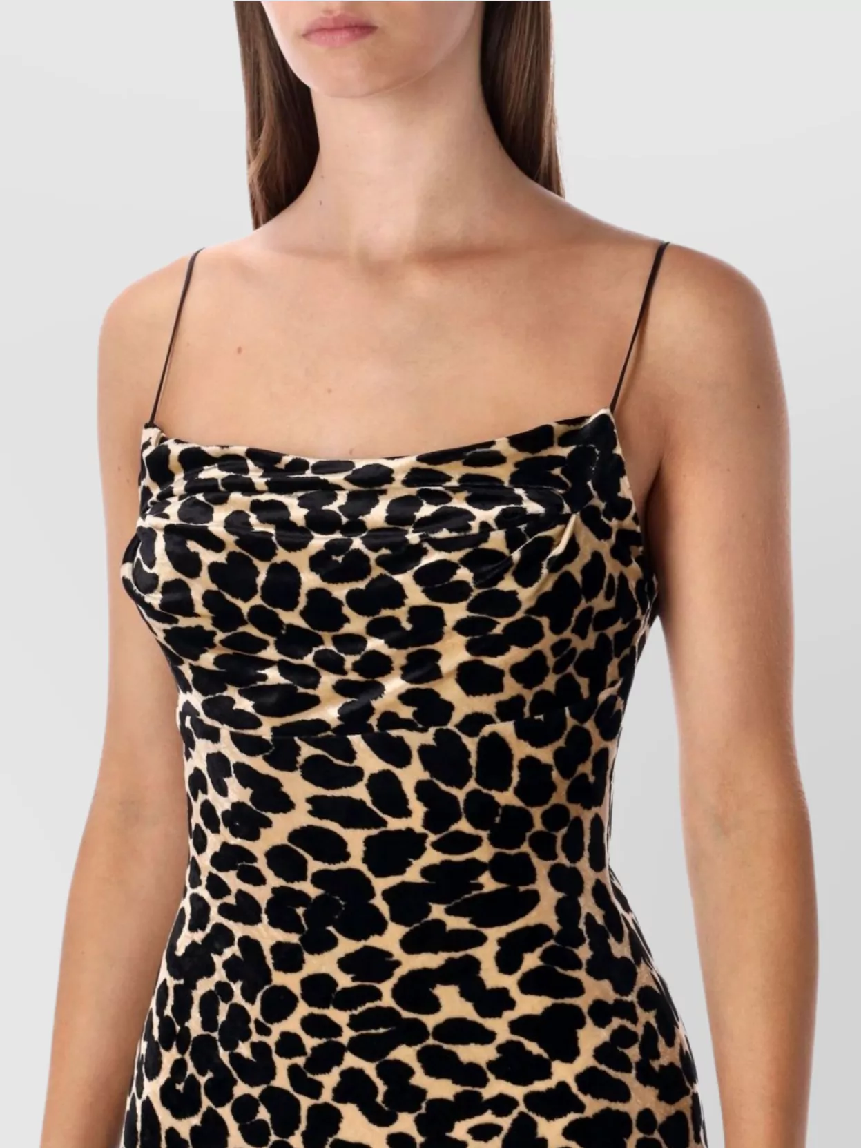 Balmain Long Leopard Print Dress Straps In Multi