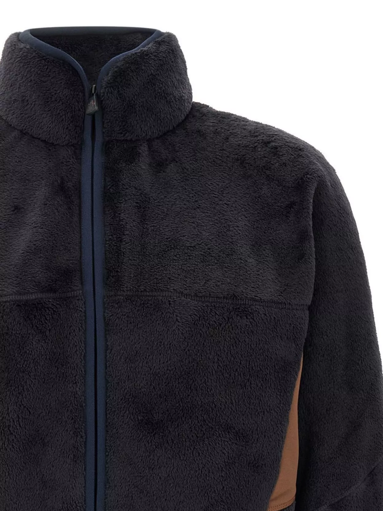 Moncler High Collar Sweatshirt Featuring Contrast Panels In Black