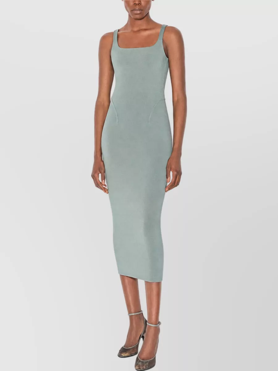 Alaïa Silk Blend Sleeveless Body-Conscious Midi Dress