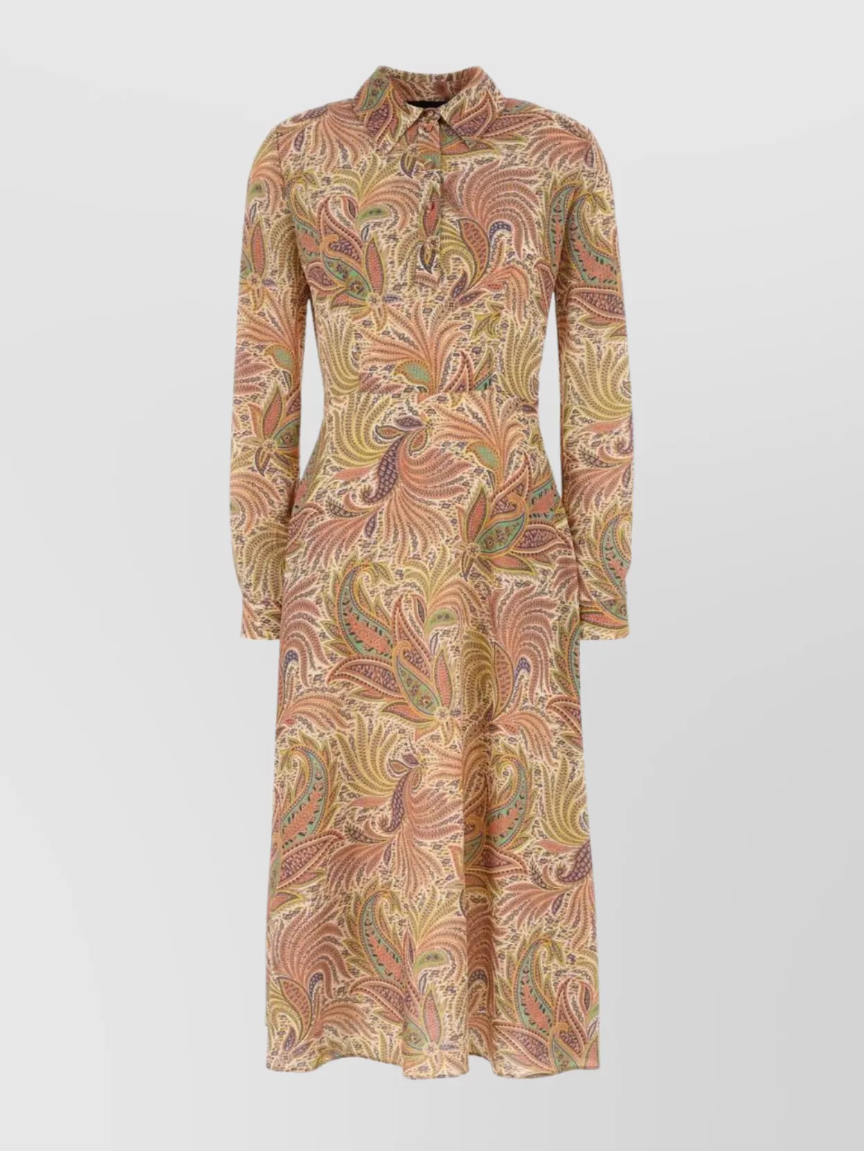 Etro Stretch Polyester Shirt Dress With Paisley Pattern
