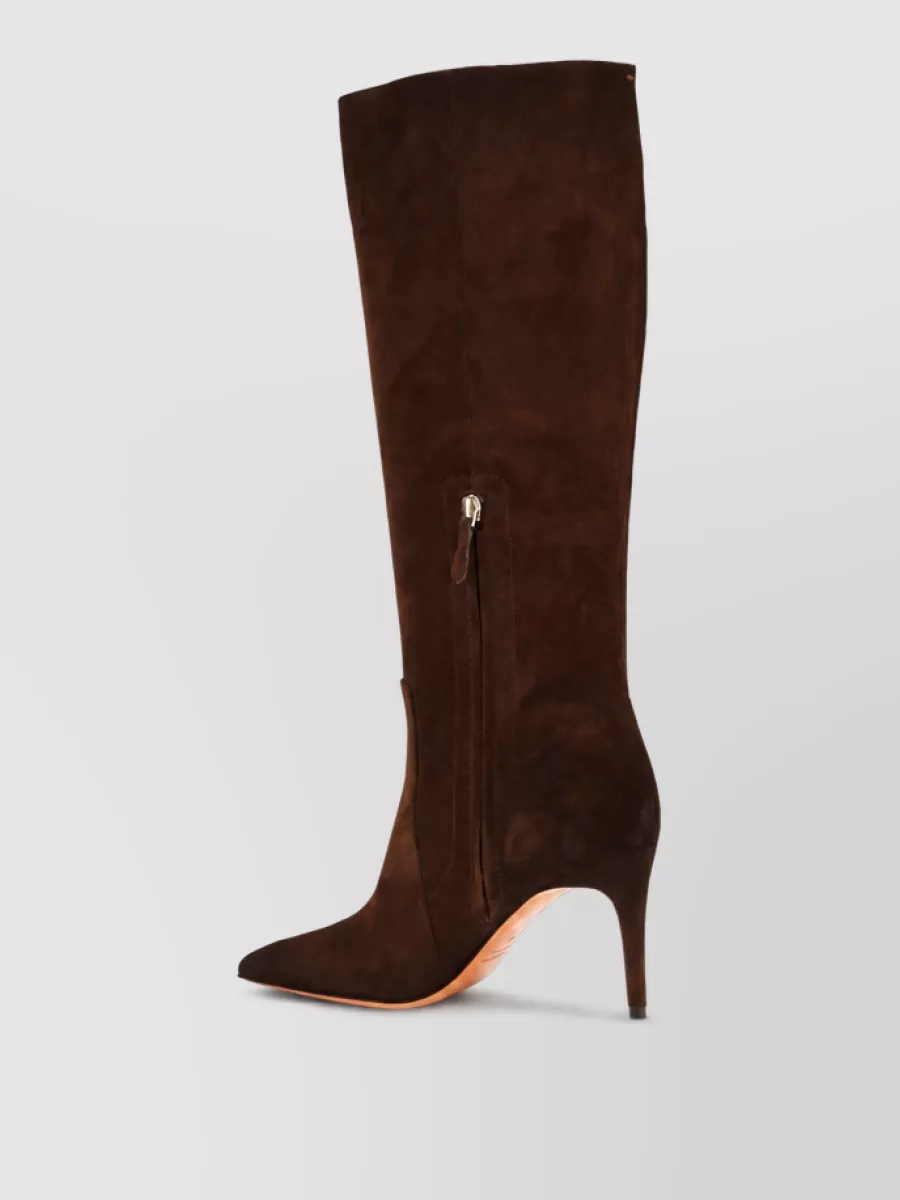 Santoni calf leather high heel boots