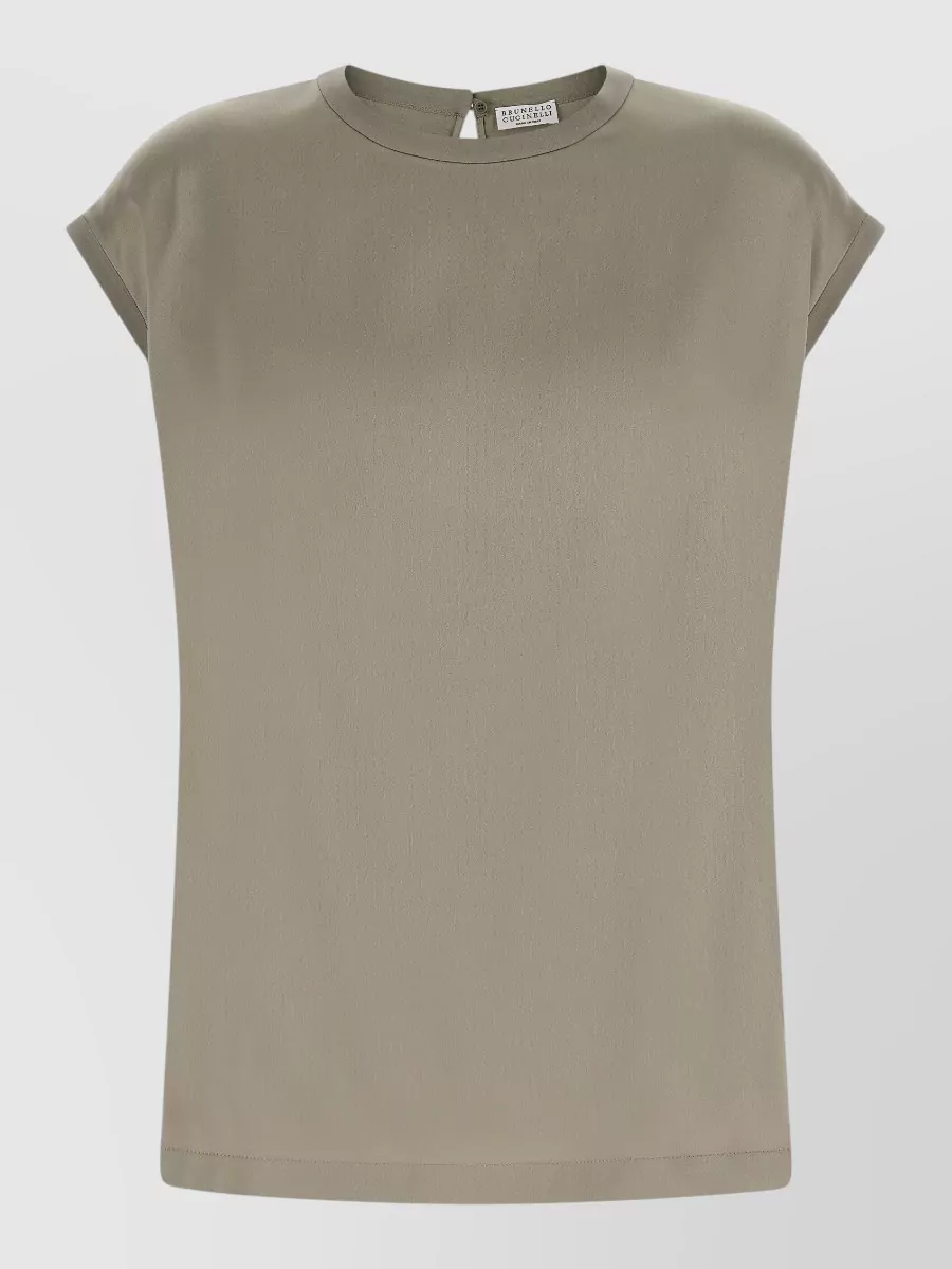 Brunello Cucinelli Silk satin short-sleeve blouse