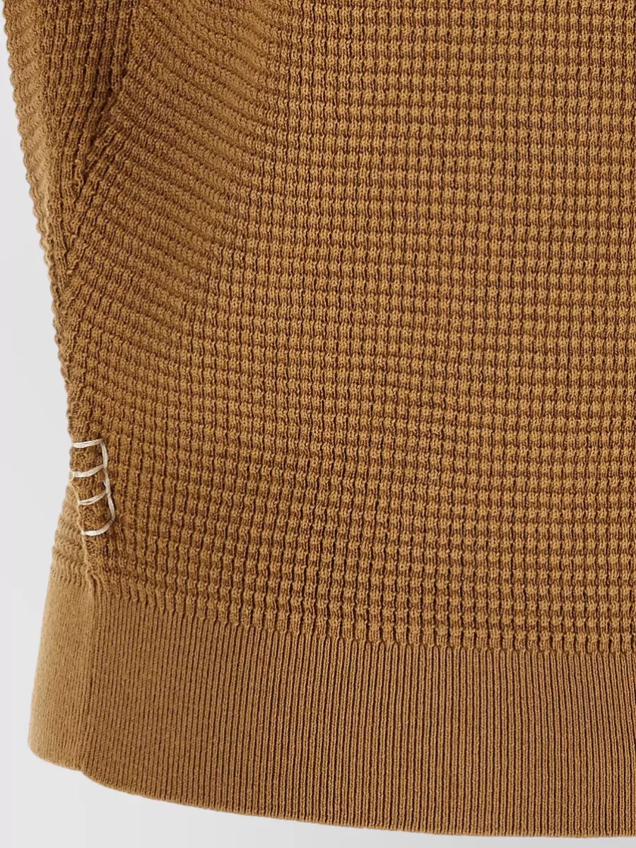 Jw Anderson Cashmere Waffle-Knit Short-Sleeve Polo Top