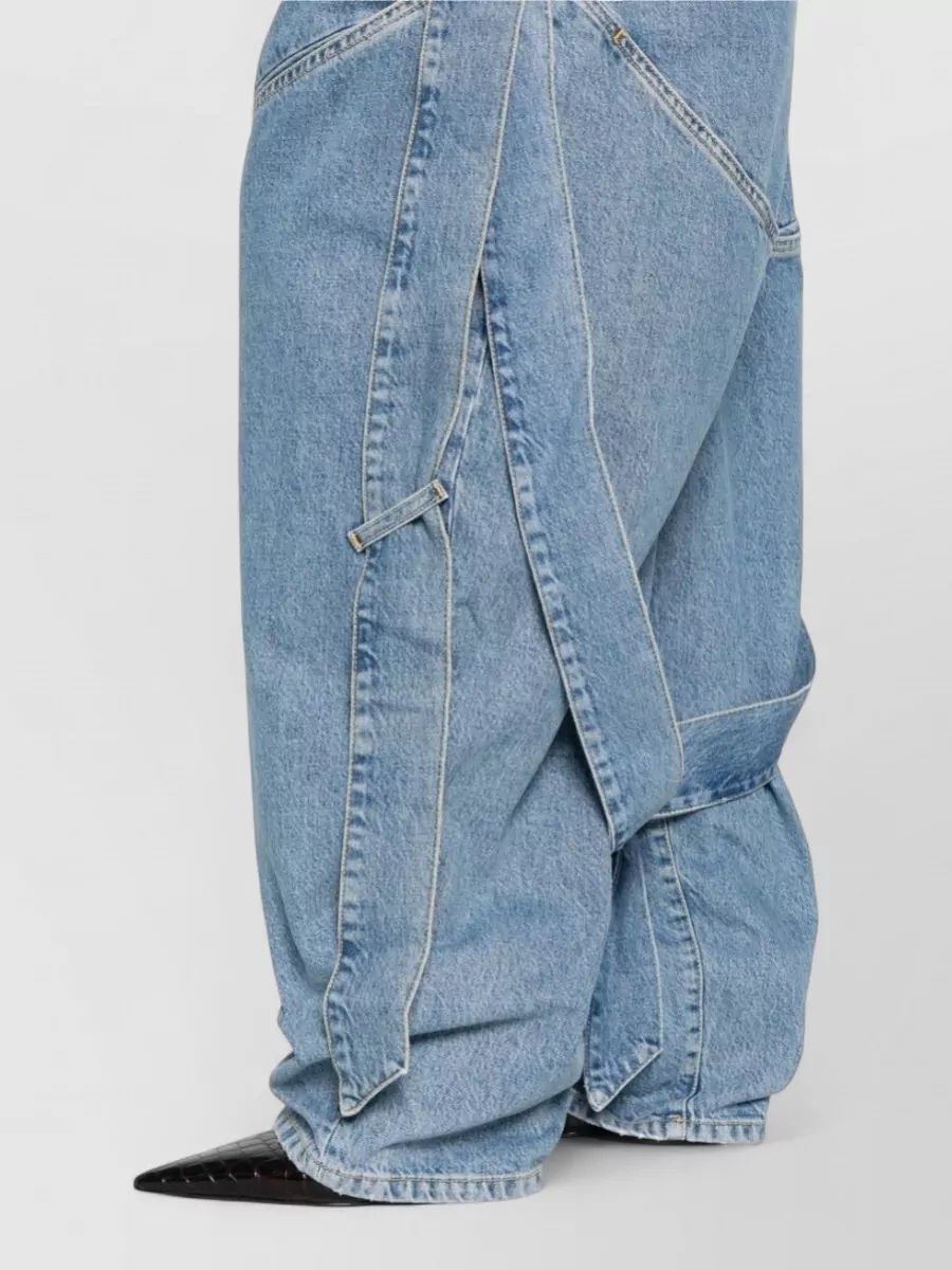 The Attico Wide-Leg Denim Trousers Tie Detail