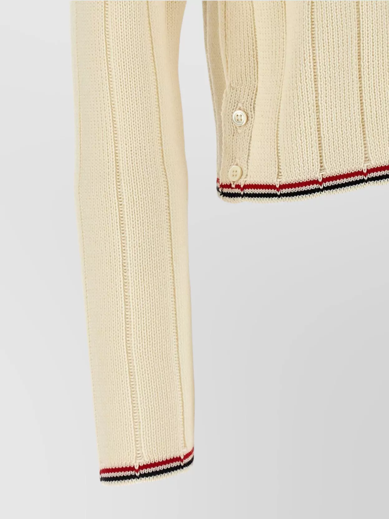 Thom Browne Ribbed V-Neck Cardigan Contrast Trim