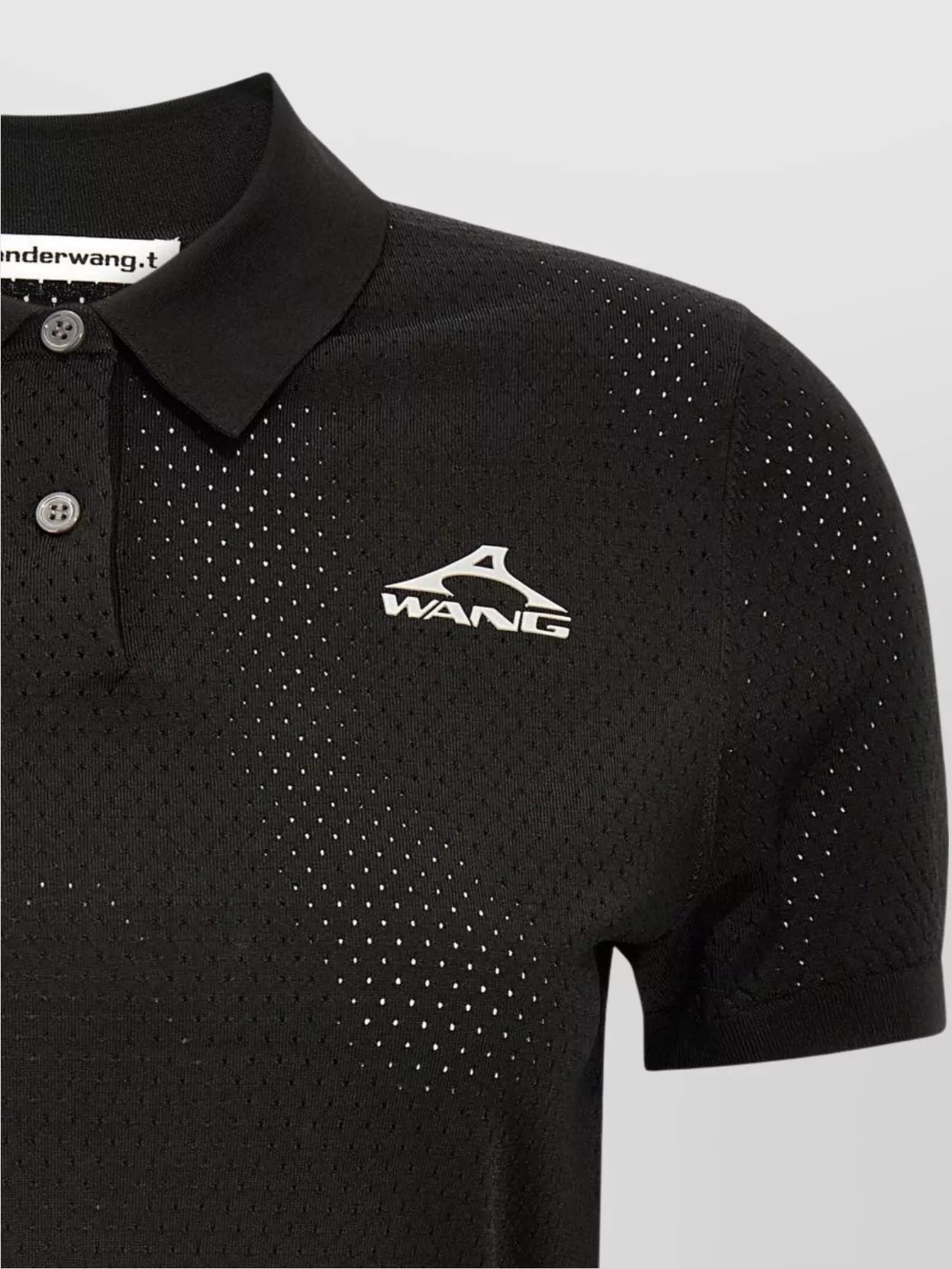Alexander Wang Perforated Mesh Polo With Collar And Short Sleeves