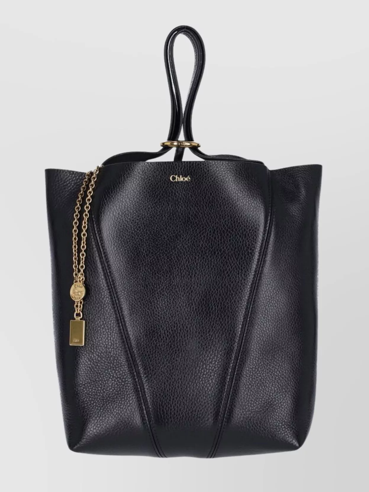 Chloé Chain Detail Textured Finish Tote Bags