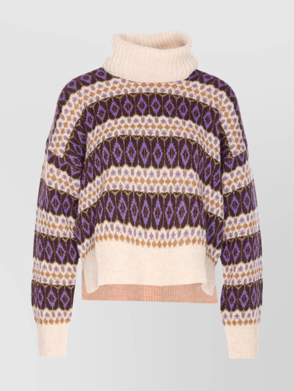Liu •jo Turtleneck Knitwear Patterned Design In Purple