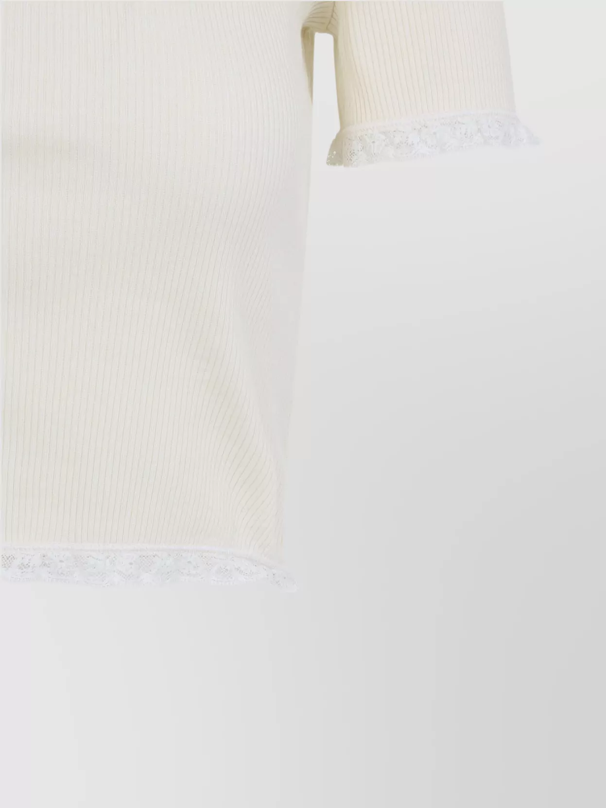 Miu Miu Cropped Cotton T-Shirt Lace Trim
