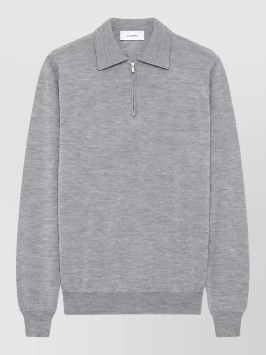 Lardini Cashmere silk wool half-zip polo sweater