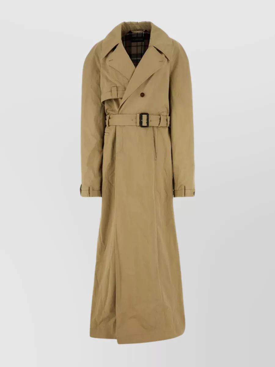 Shop Balenciaga Waist Belted Trench With Detachable Fabric Belt In Brown