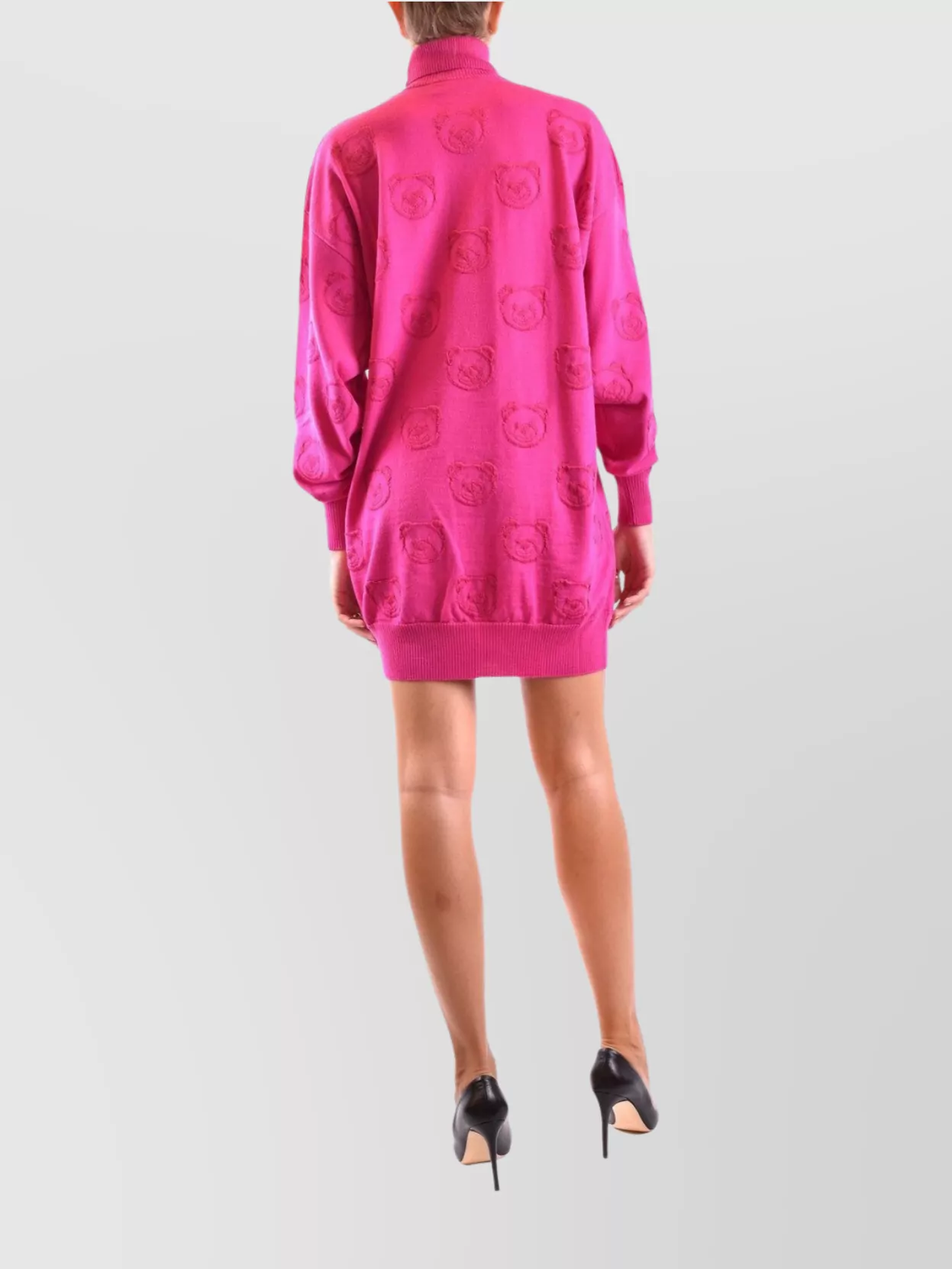Moschino Shoulder Drop Embossed Pattern Long Dress