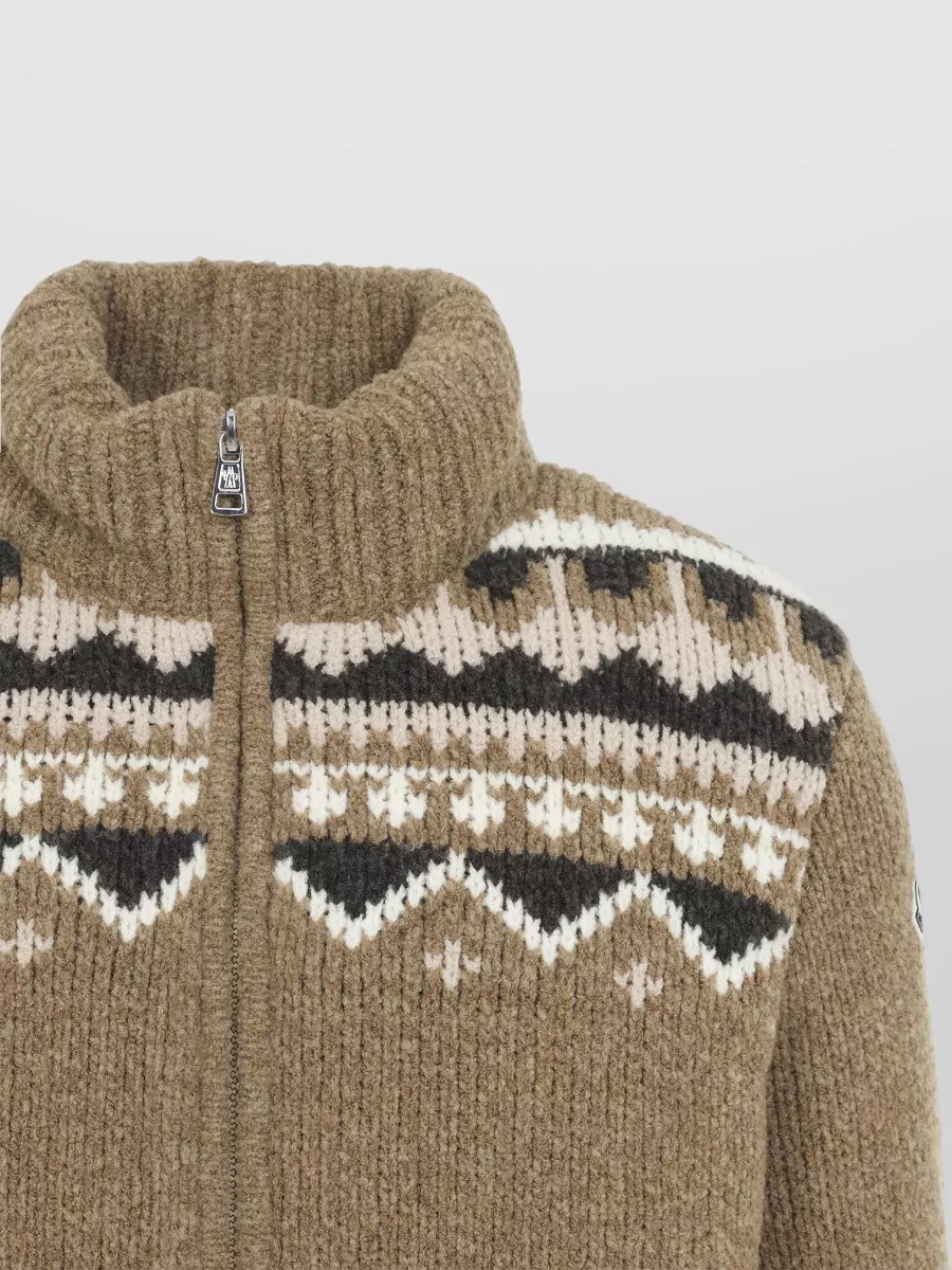Moncler Wool Bouclé Zip-Up Cardigan