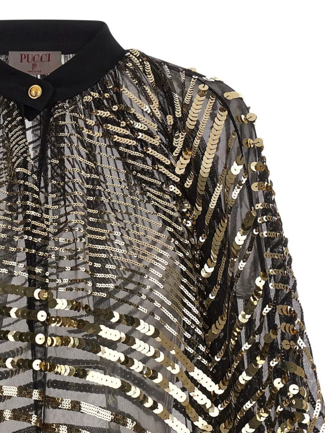 Pucci Sheer Blouse With Long Sleeves And Sequins In Black