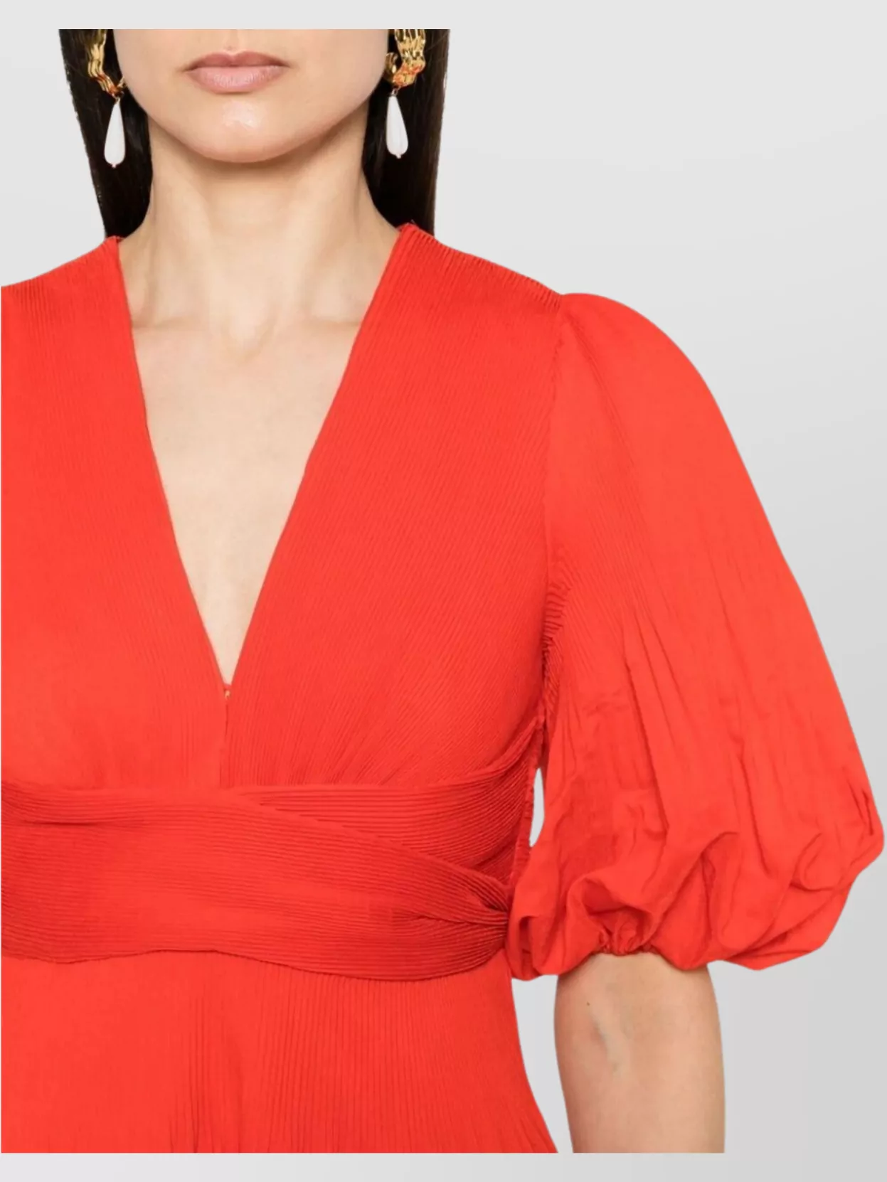 Zimmermann Pleated Midi Dress Puff Sleeves
