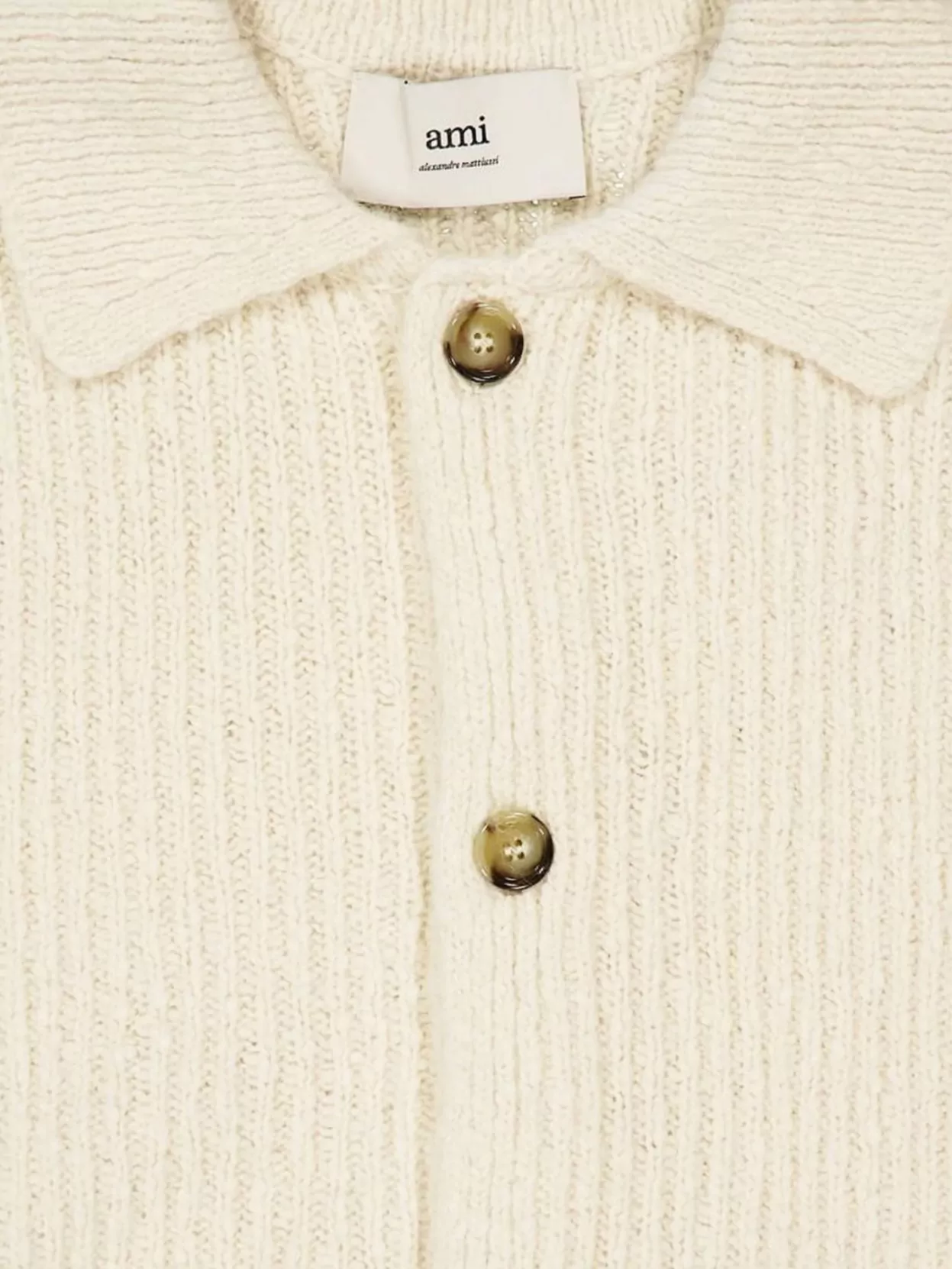 Ami Paris Ribbed Cardigan With Long Sleeves And Pockets