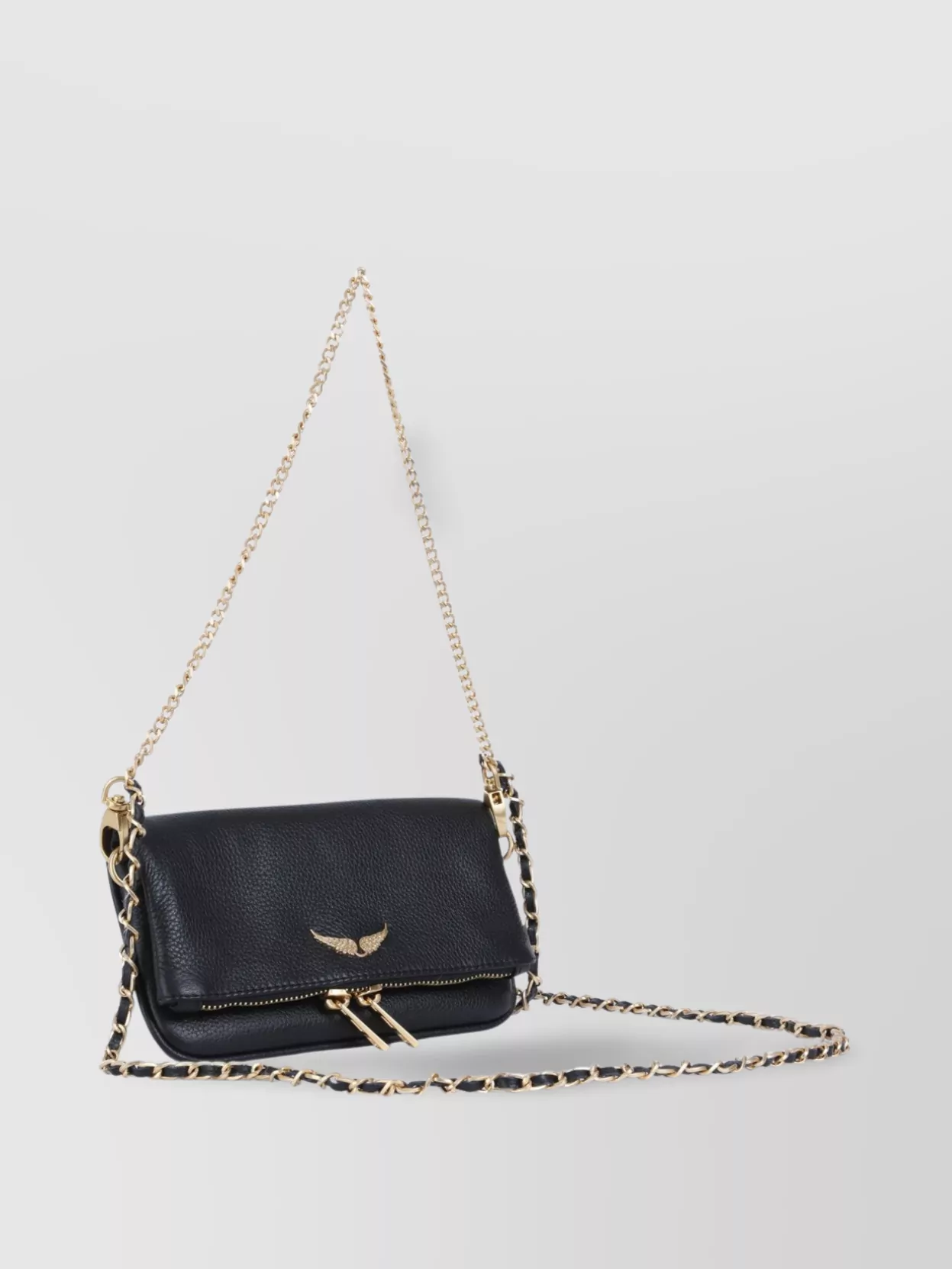 Zadig & Voltaire Leather Chain Strap Zip Pocket Shoulder Bag