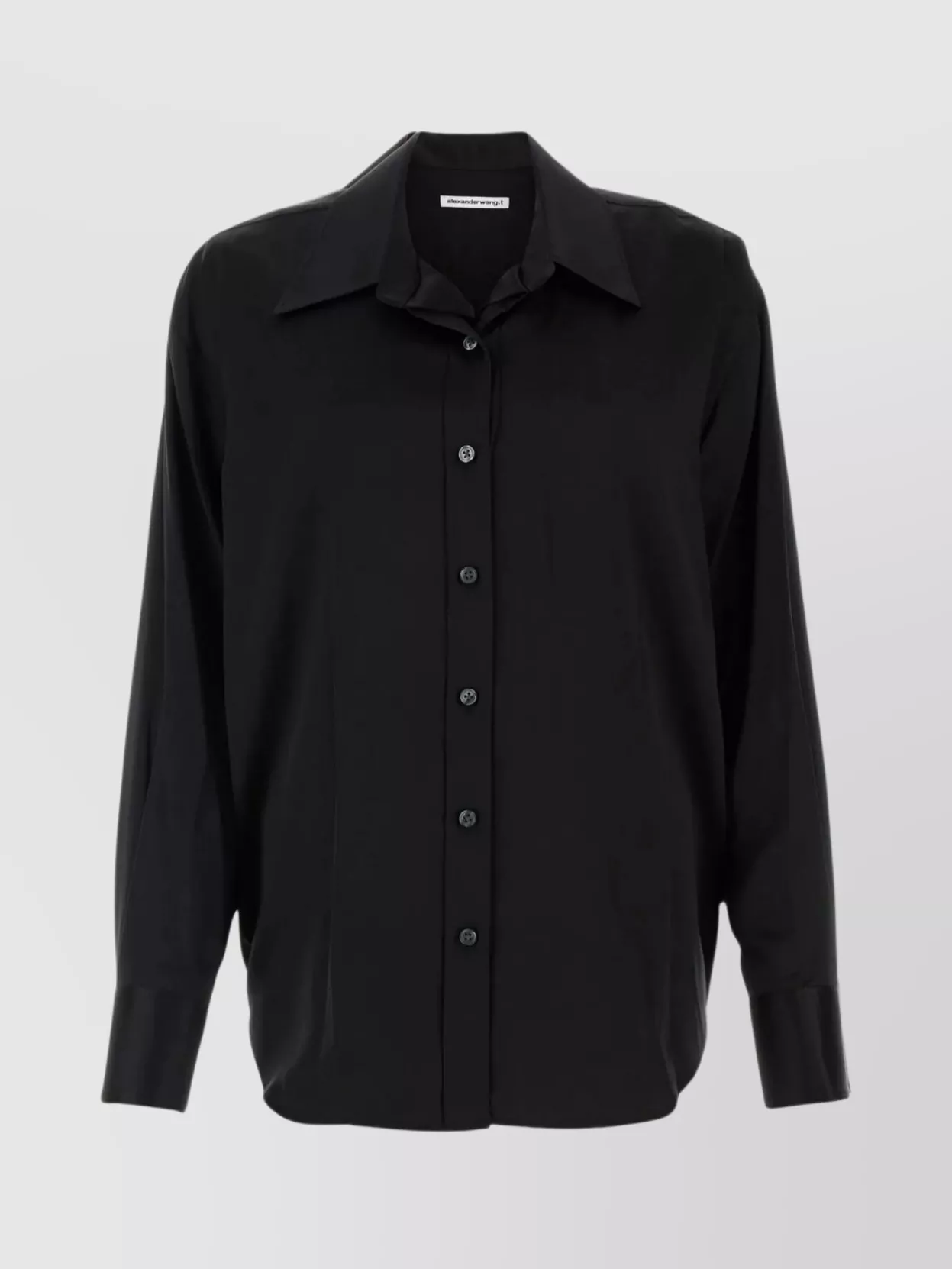 Shop Alexander Wang Spread Collar Satin Shirt In Black