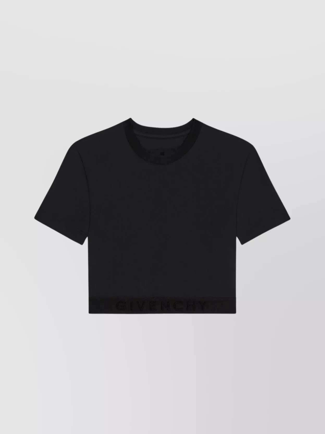Givenchy Women's Cropped Jacquard Logo Hem T-shirt In Black