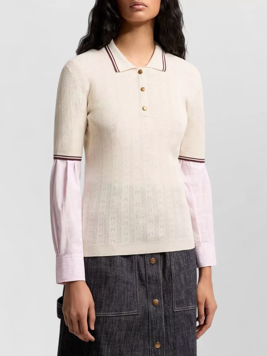 Moncler Rhombus Logo Pattern Cotton Polo Shirt