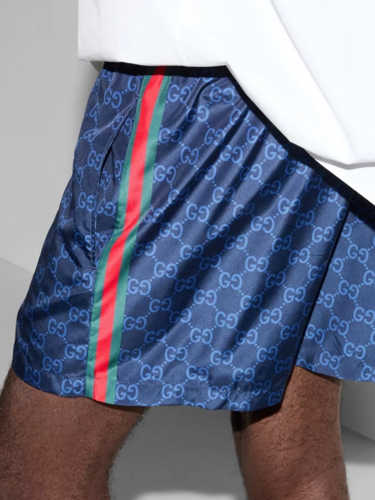 Gucci Striped Swim Shorts With Side And Back Pockets
