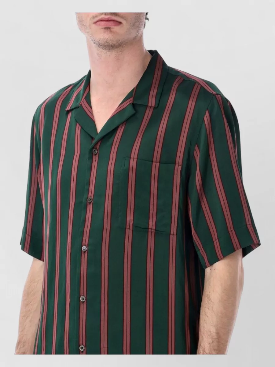 Dries Van Noten Silk Viscose Striped Boxy Short-Sleeve Hawaiian Shirt