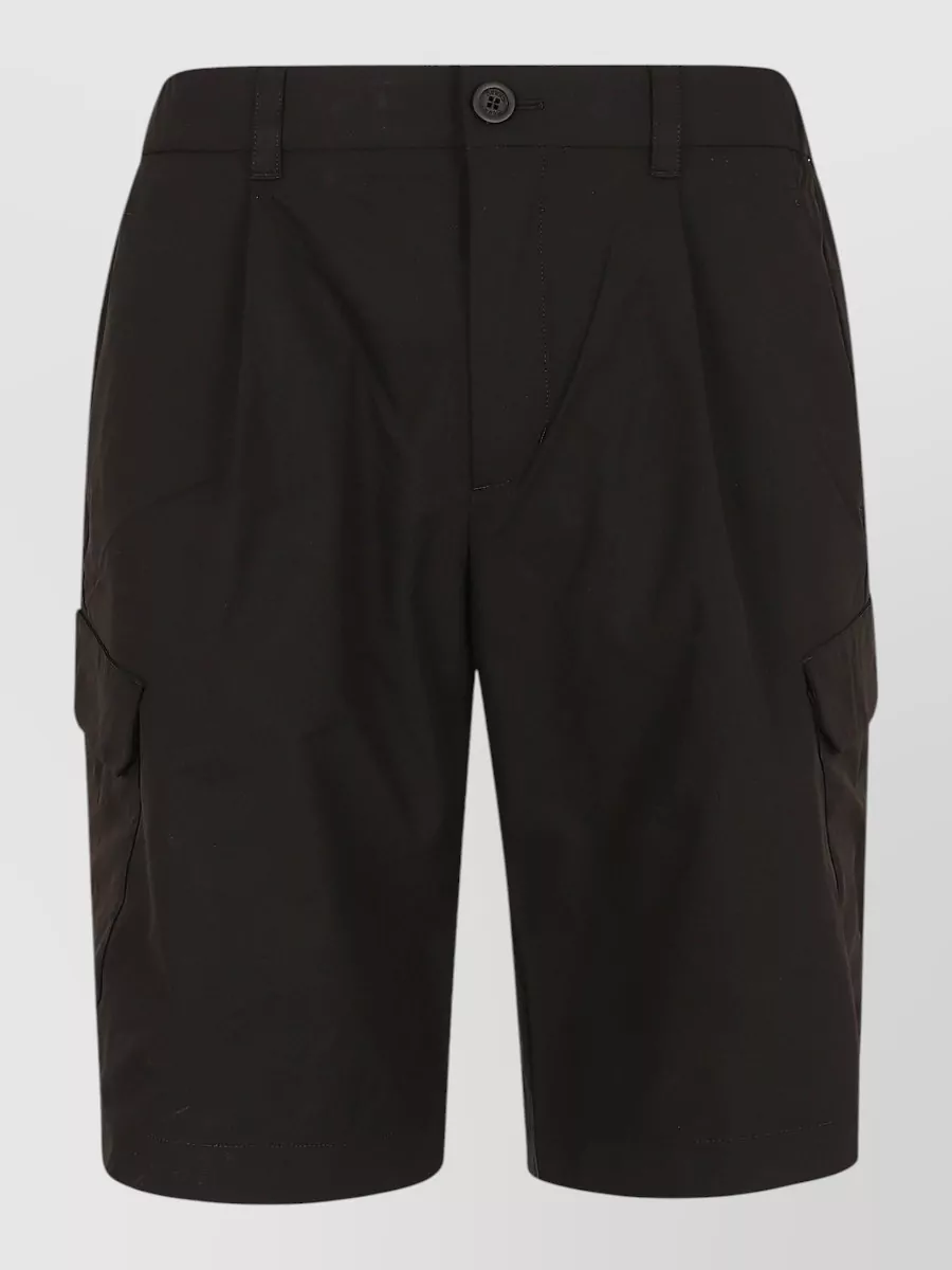 Herno cotton pleated cargo bermuda shorts