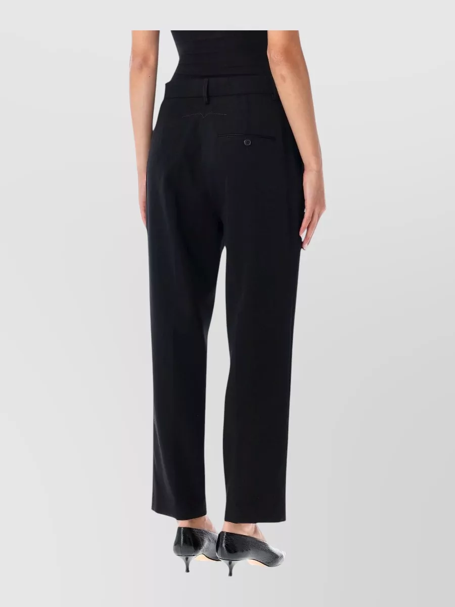 Lanvin Wool Mid-Rise Cropped Cigarette Tailored Trousers