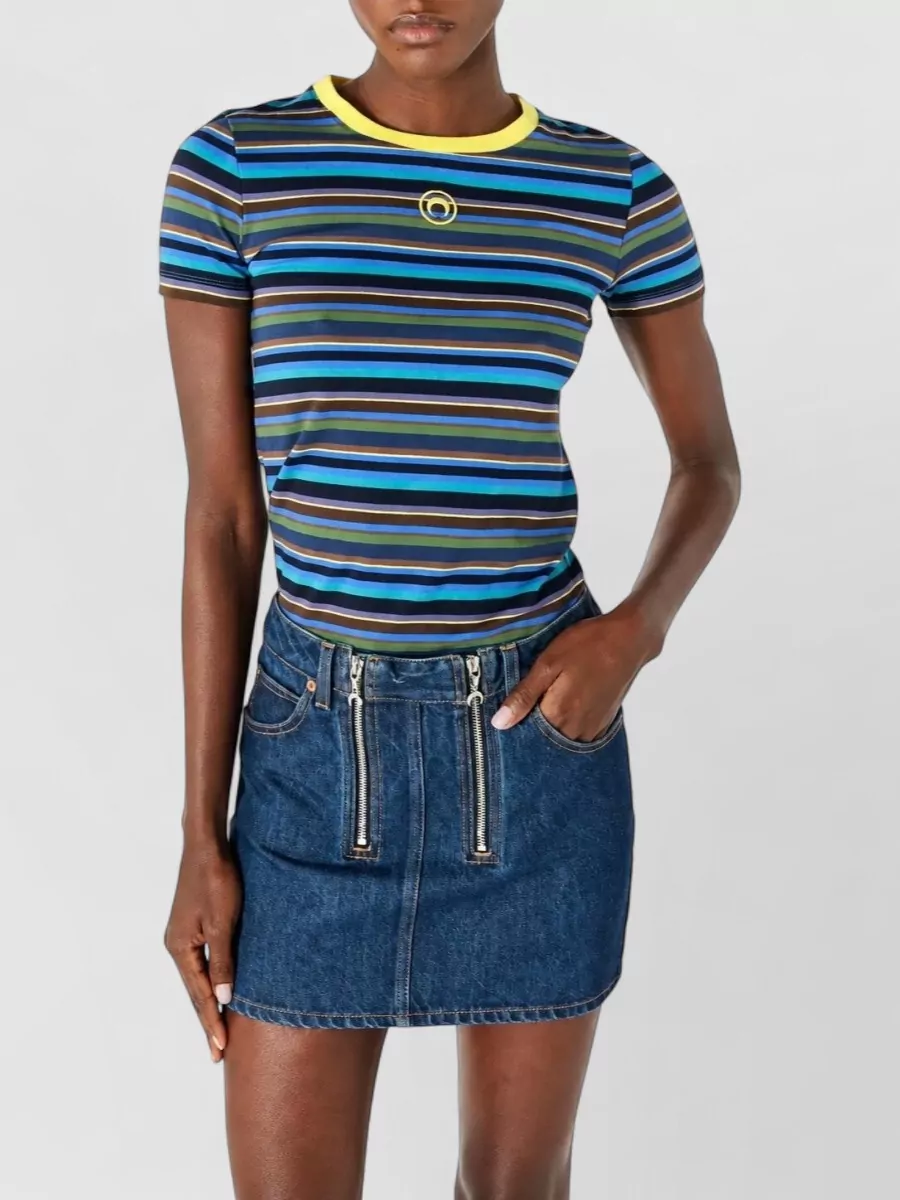 Marine Serre Striped Cotton Baby-Fit T-Shirt