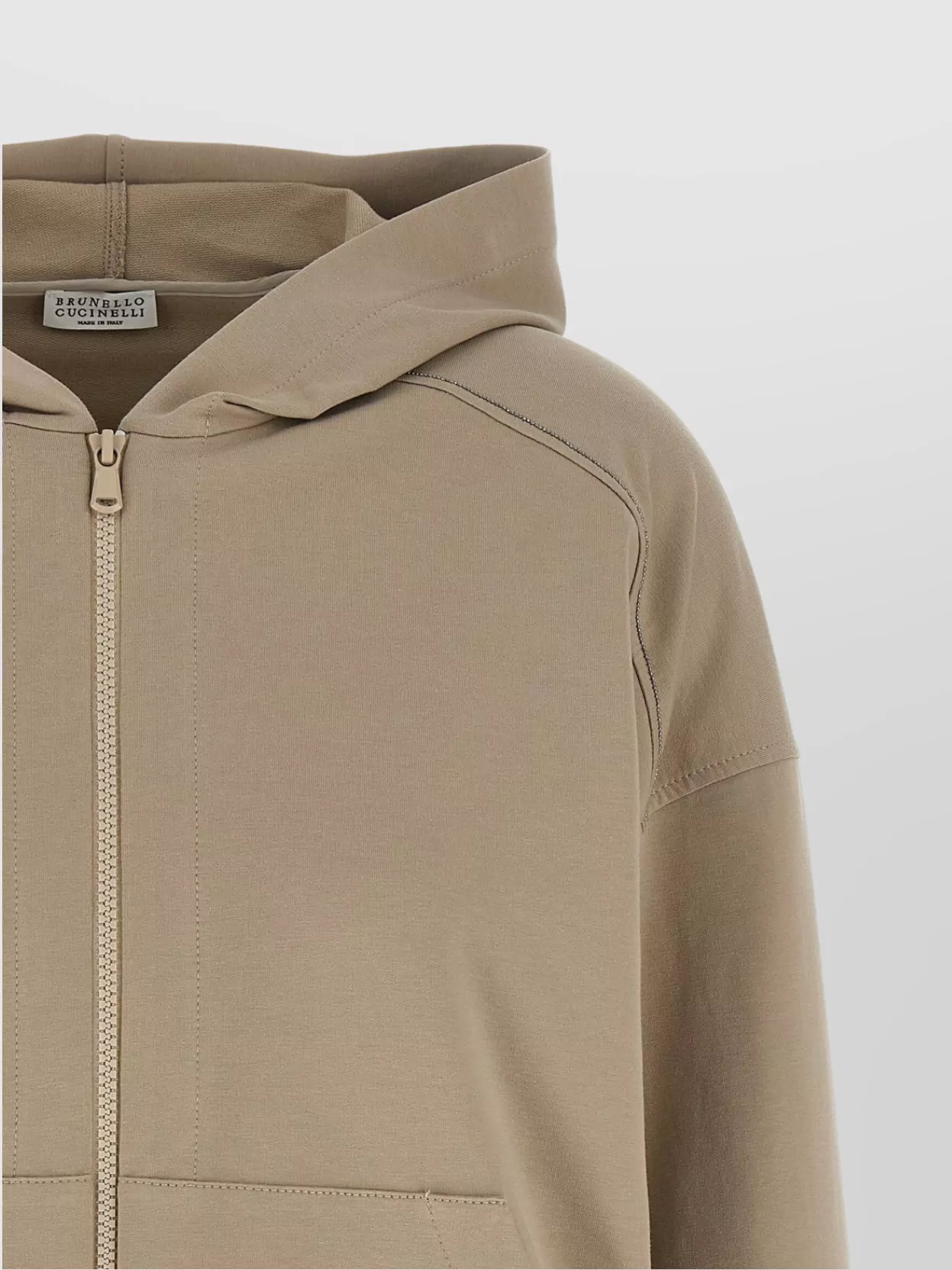 Brunello Cucinelli Hooded Kangaroo Pocket Top With Ribbed Cuffs