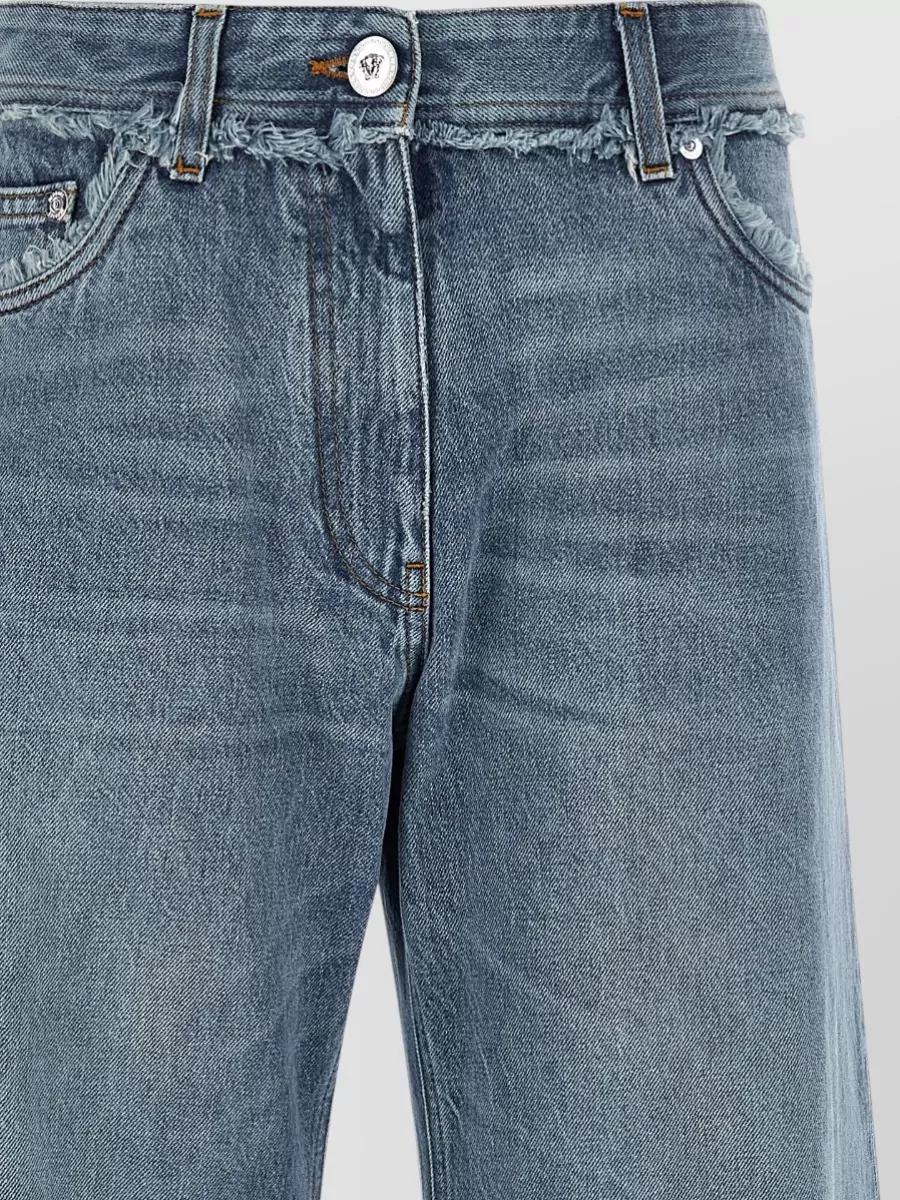 Versace Jeans Trousers Frayed Hem Belt Loops Pockets